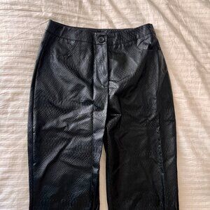 Black Faux Leather Pants – Straight Leg with Snake Print